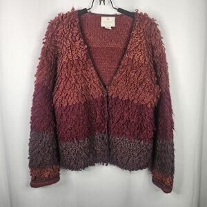 Rosanna Looped Mohair Crop Cardigan Sweater Vtg 80s Bohemian Colorful Medium